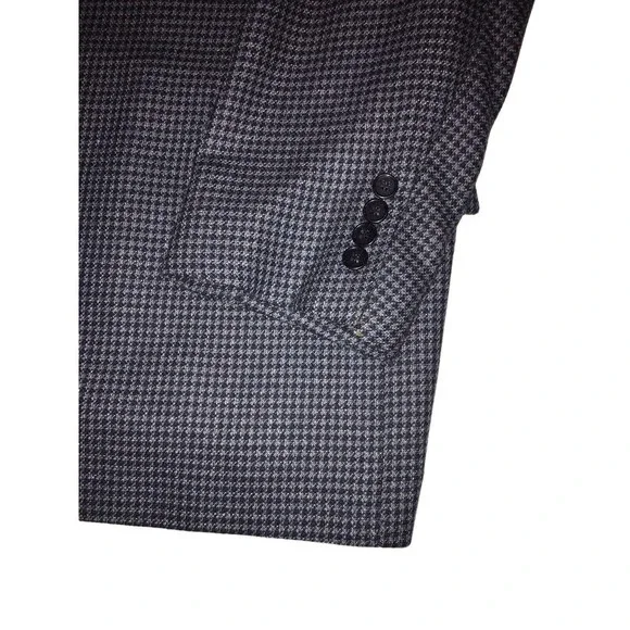 Joseph Abboud Von Mauer Mens Wool/SilkBlue Houndstooth Sport Coat Blazer 44S